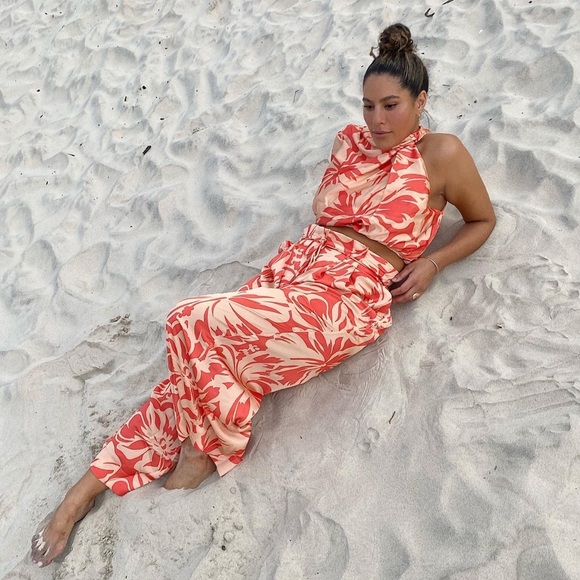 SHEIKE Cuban Nights Satin Print One Shoulder Long Sleeve Blouse Top NWT - Picture 2 of 10